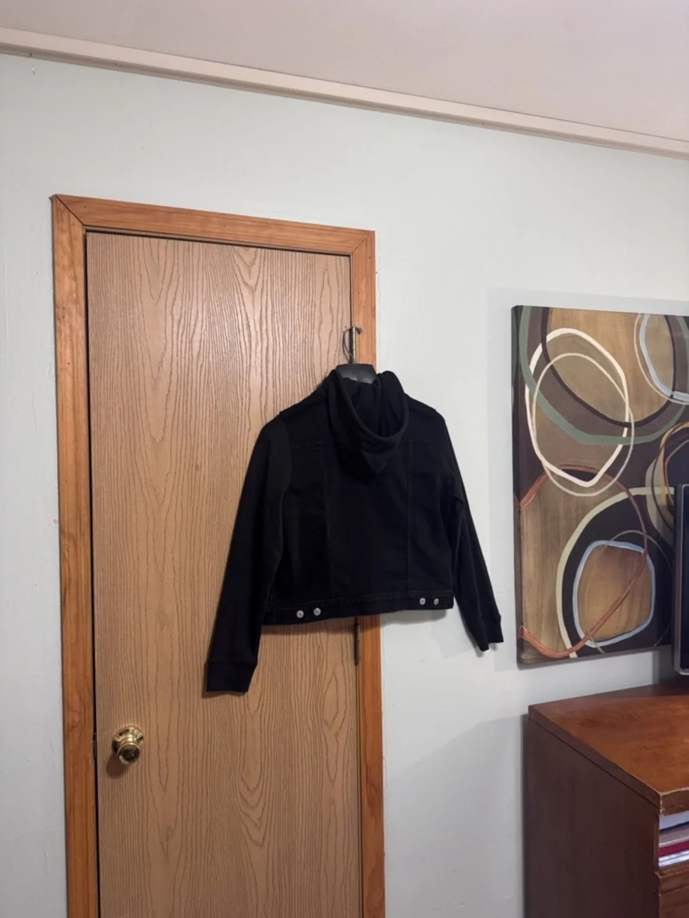 Levi's XL Solid Black Long Sleeve Hooded Hybrid Original Trucker Jacket - EUC